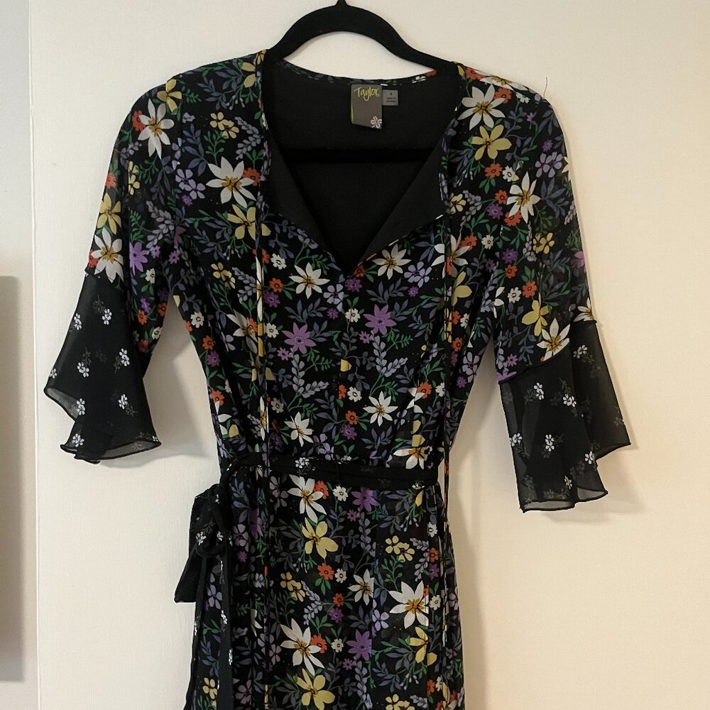 Black Floral Midi Dress